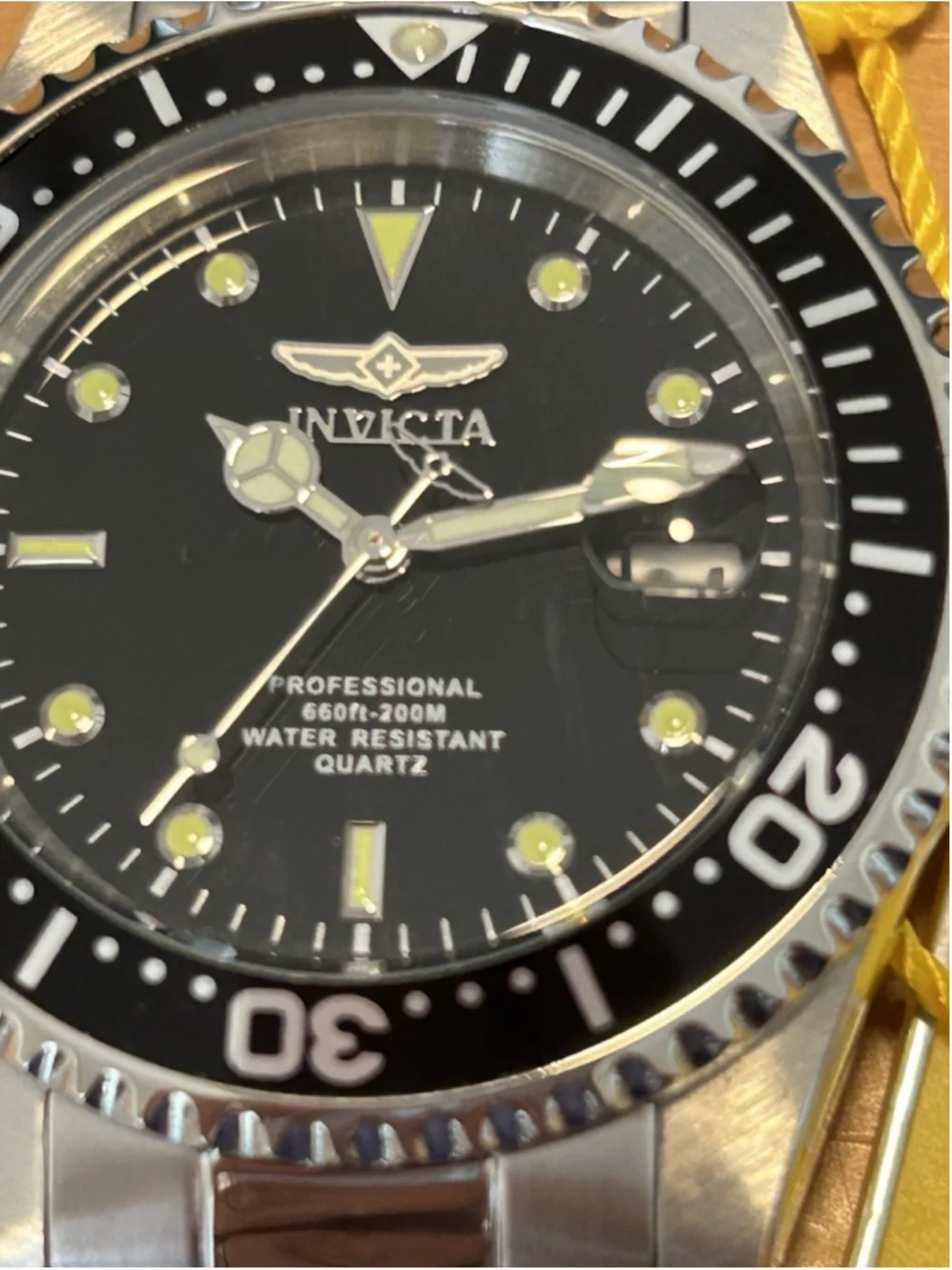 Invicta Silver Watch with Black Frame Water Resistant Quartz #48723